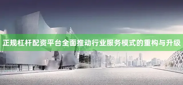 正规杠杆配资平台全面推动行业服务模式的重构与升级